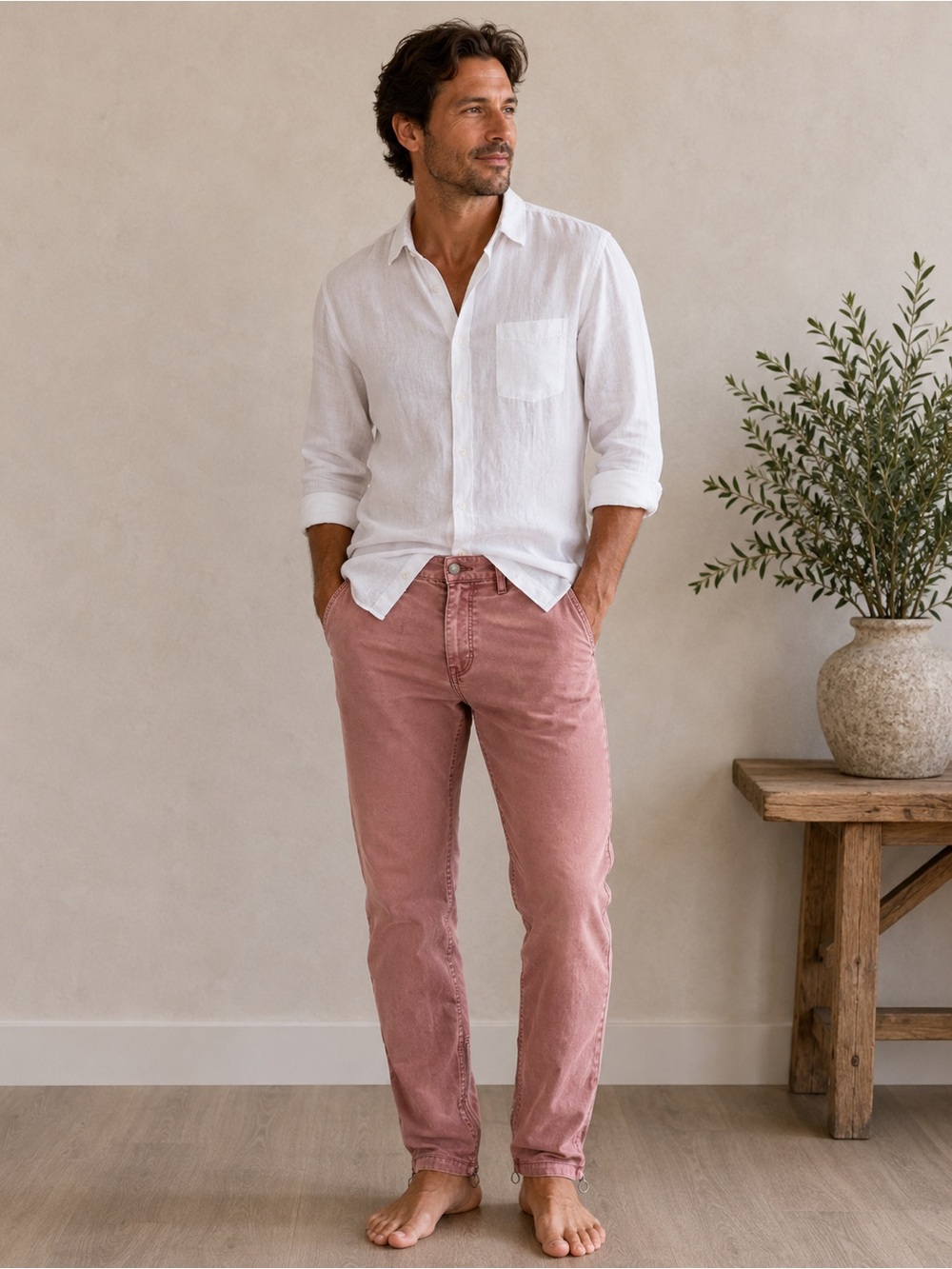 Men's Dusty Rose Jeans with Relaxed Fit. NB28